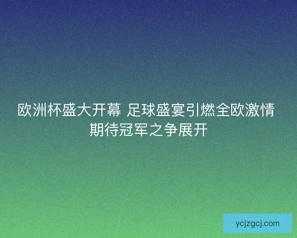 欧洲杯盛大开幕 足球盛宴引燃全欧激情 期待冠军之争展开