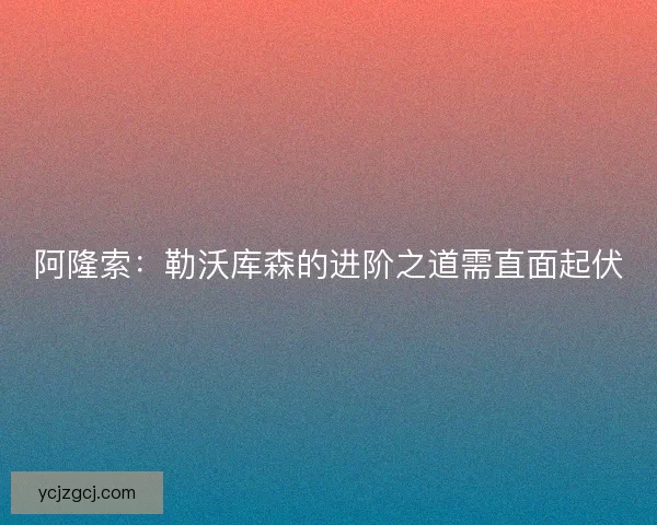 阿隆索：勒沃库森的进阶之道需直面起伏