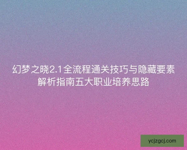 幻梦之晓2.1全流程通关技巧与隐藏要素解析指南五大职业培养思路