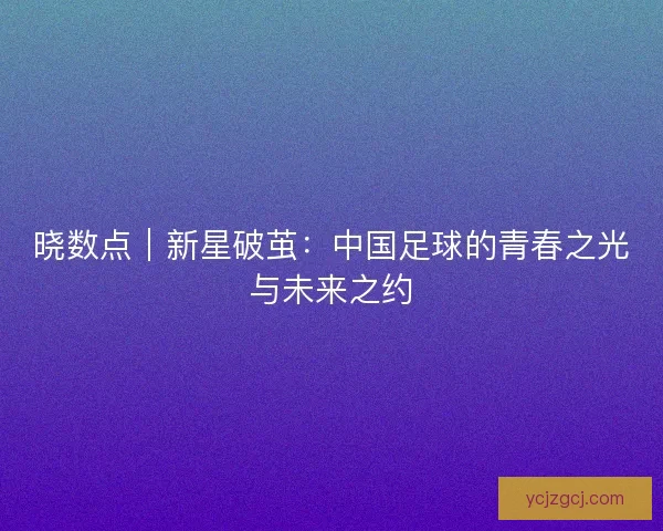 晓数点｜新星破茧：中国足球的青春之光与未来之约