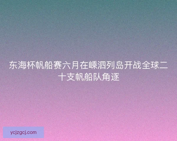 东海杯帆船赛六月在嵊泗列岛开战全球二十支帆船队角逐