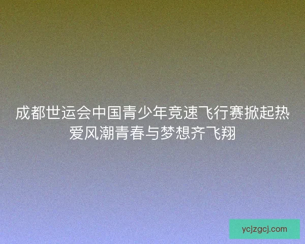 成都世运会中国青少年竞速飞行赛掀起热爱风潮青春与梦想齐飞翔