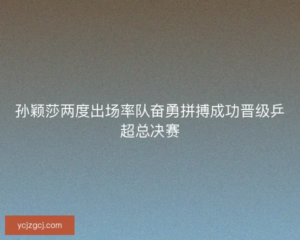 孙颖莎两度出场率队奋勇拼搏成功晋级乒超总决赛